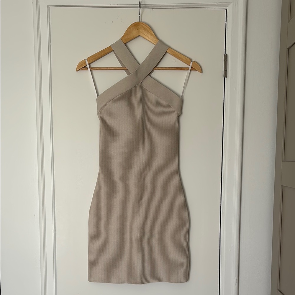 Aritzia Beige Cross-Strap Dress (size small)